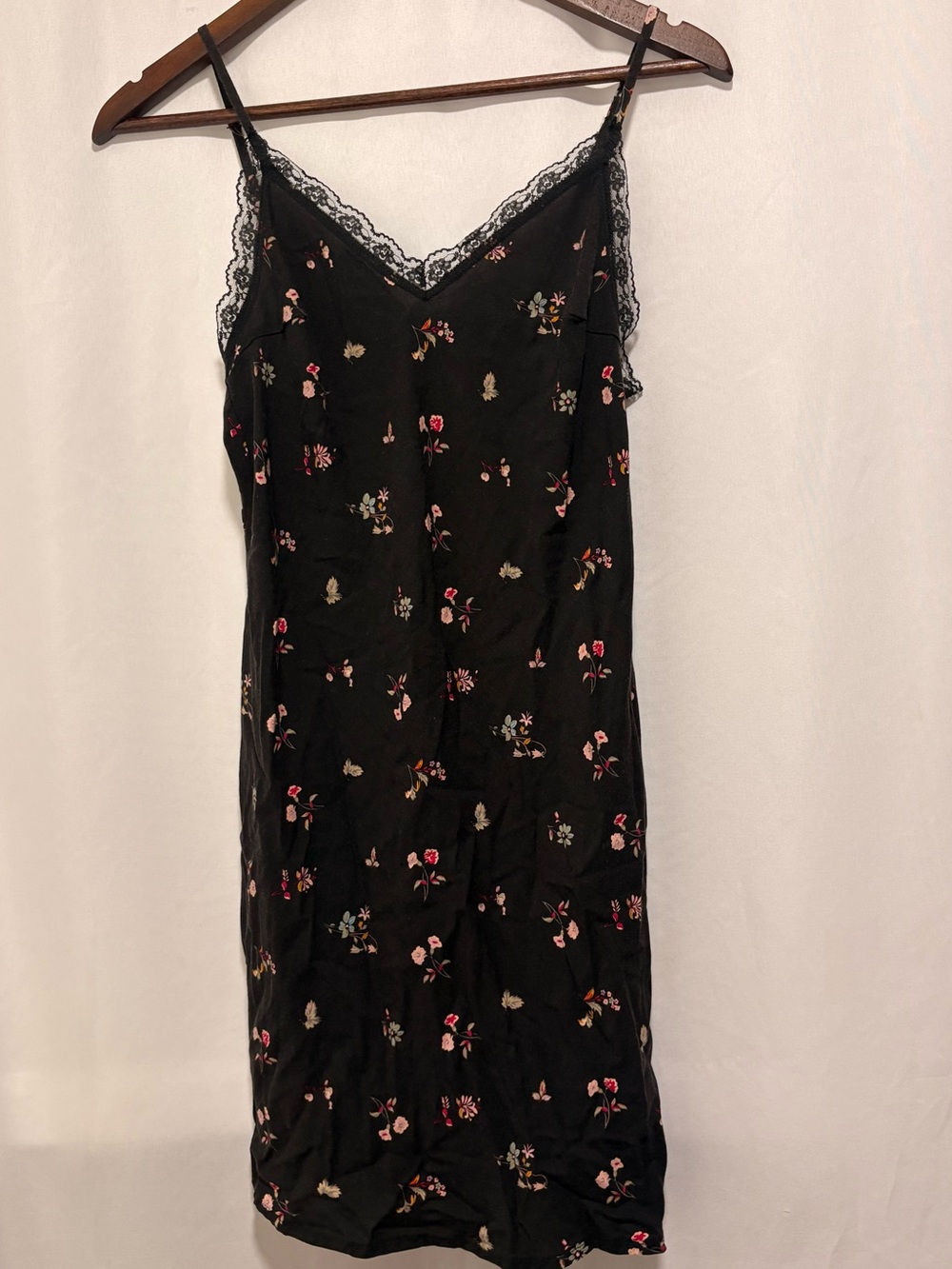 Hollister Black Floral Lace Trim Slip Dress Size Small